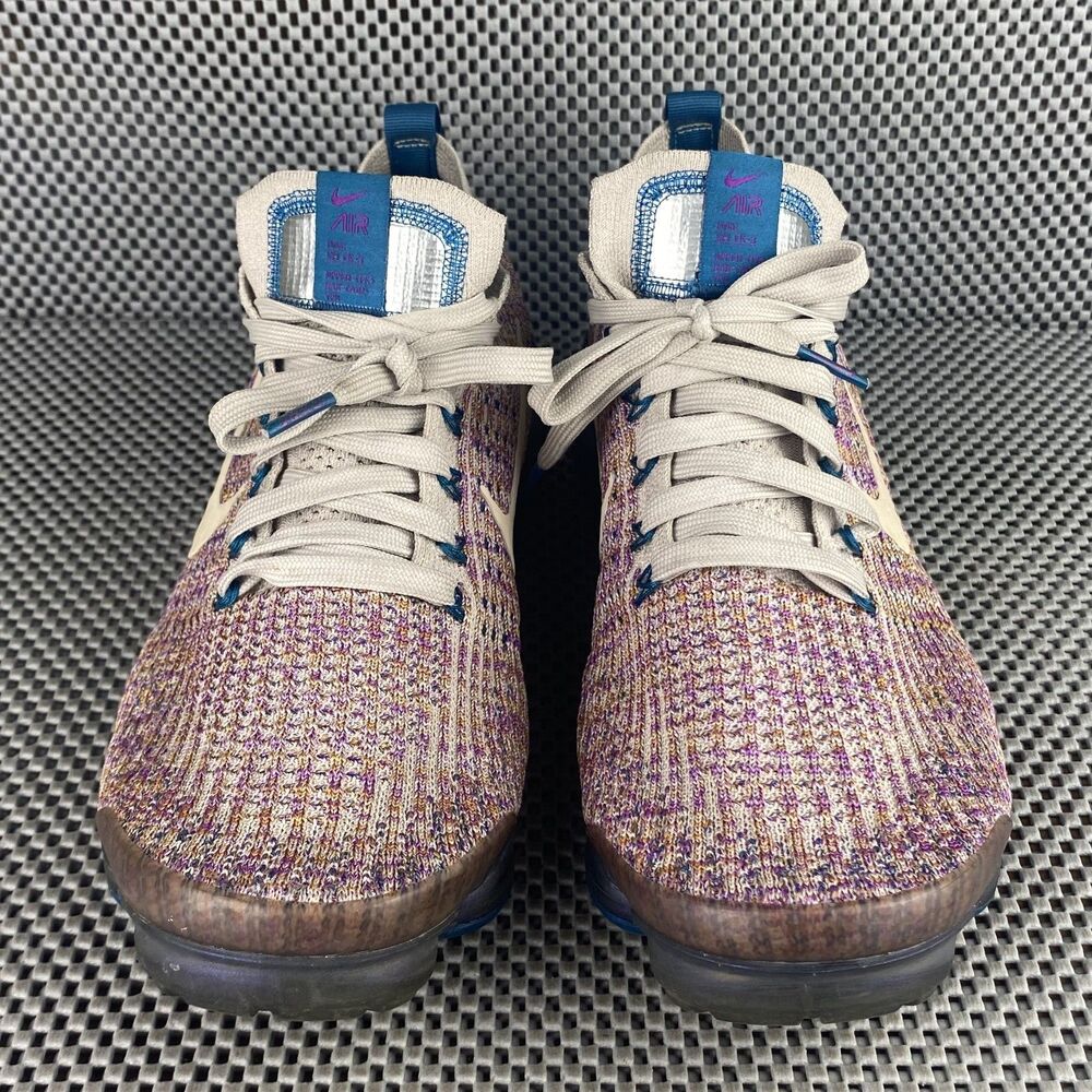 Nike Air VaporMax Flyknit 3 Running Shoes Womens 11 Cream Purple Logo Lace Up - Picture 5 of 12